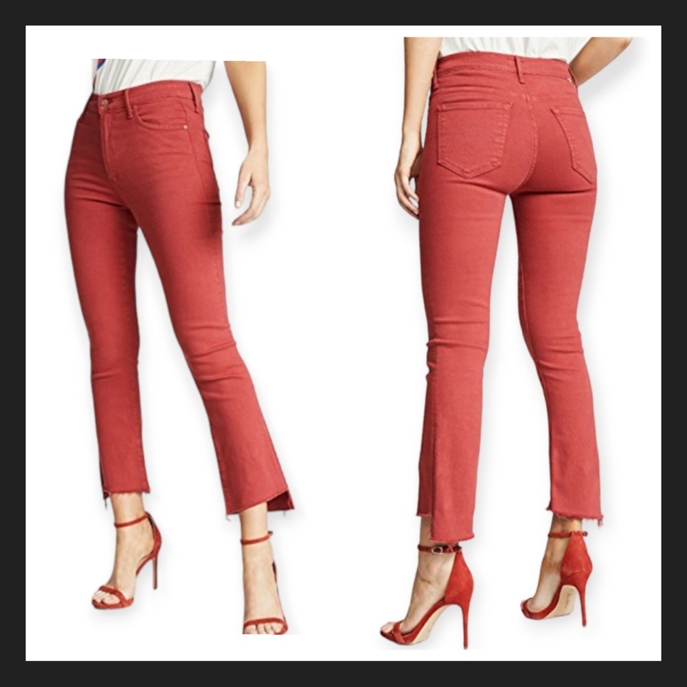 Mother The Insider Crop Step Fray Hot Rod Red